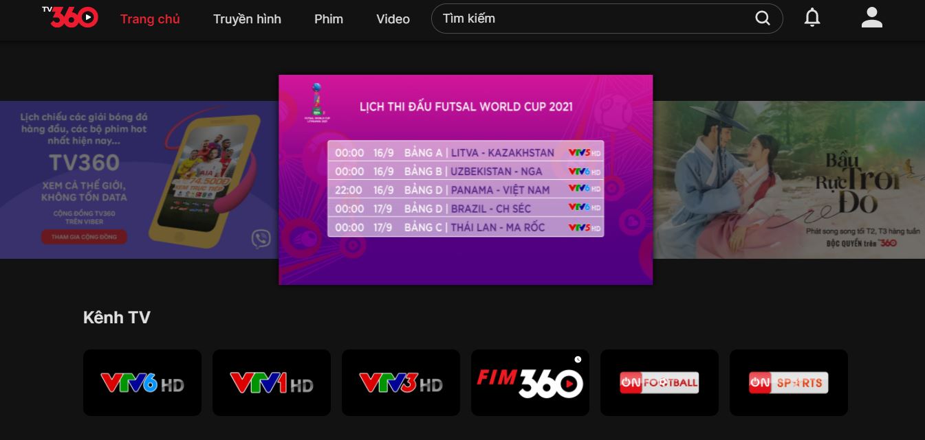 TV360: Kho kênh truyền hình, bóng đá và phim ảnh cao cấp