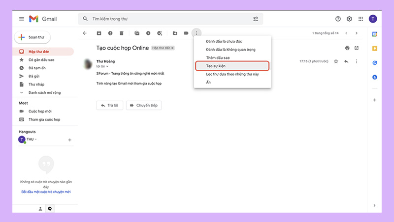 Cách tạo Gmail mời tham gia cuộc họp và lên lịch hẹn