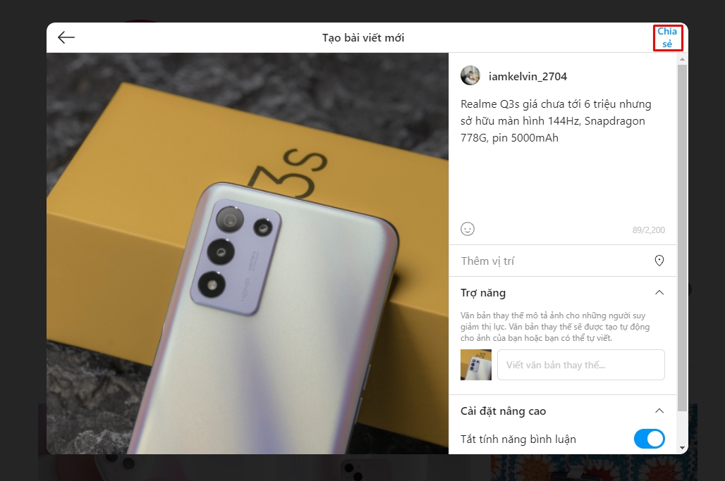 đăng ảnh trên instagram
