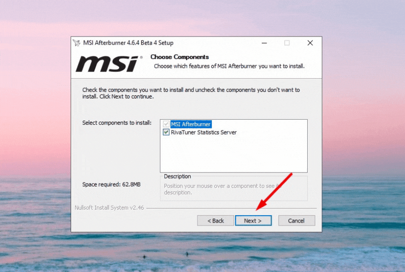 Nhấn next để tiếp tục