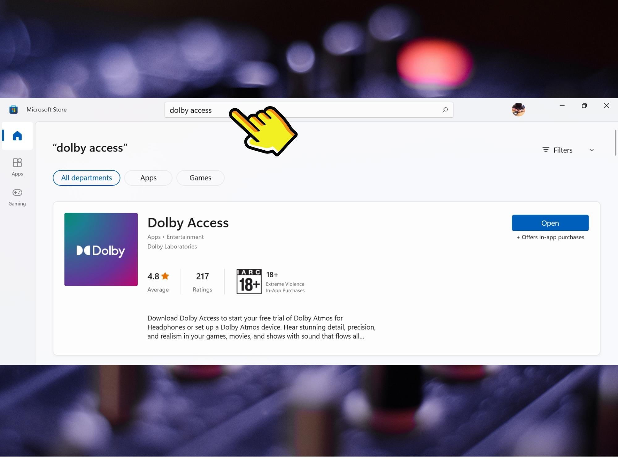 cài đặt dolby access