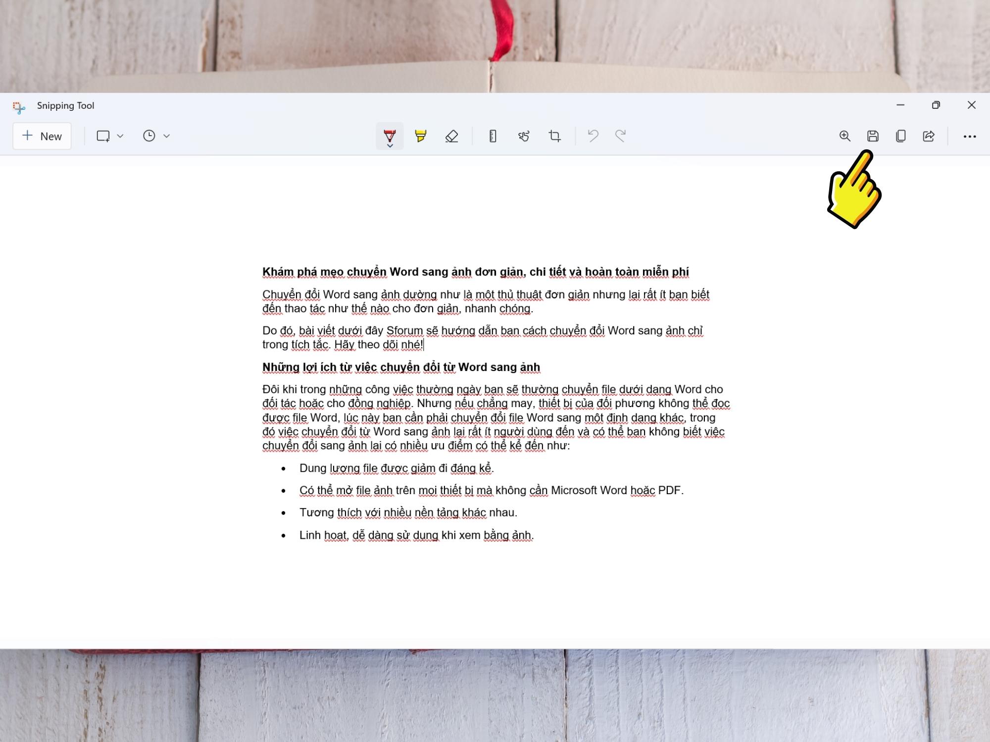 lưu ảnh với snipping tool