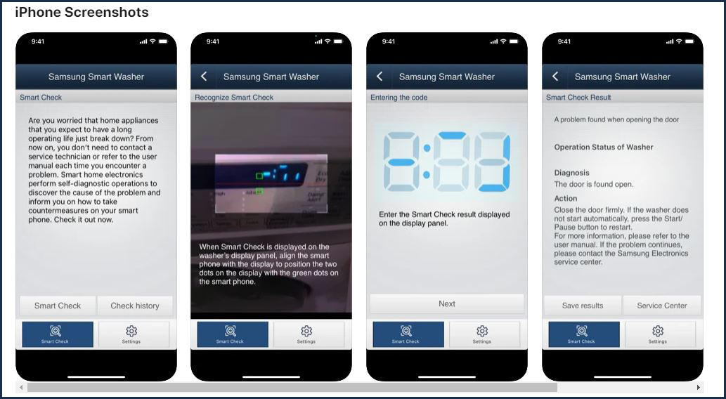 App Samsung Smart Washer kiểm tra lỗi máy giặt nhanh chóng