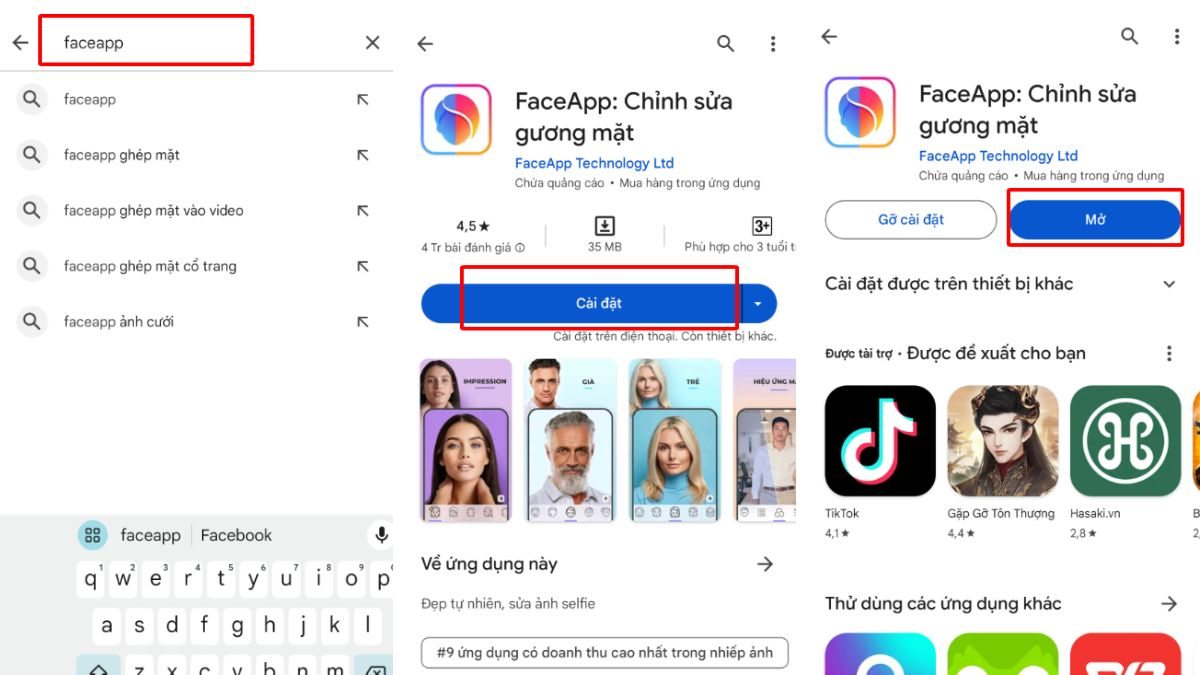 Cách tải FaceApp trên điện thoại Android