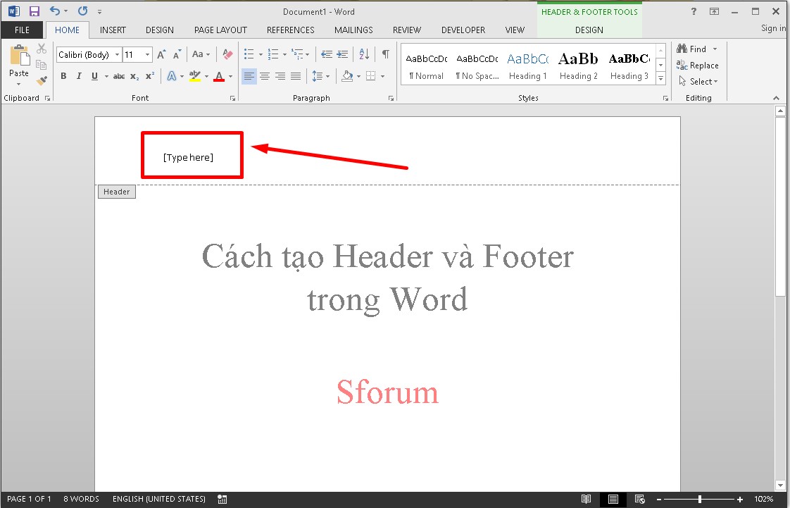 Cách tạo Header and Footer trong Word cho tất cả các trang bước 3