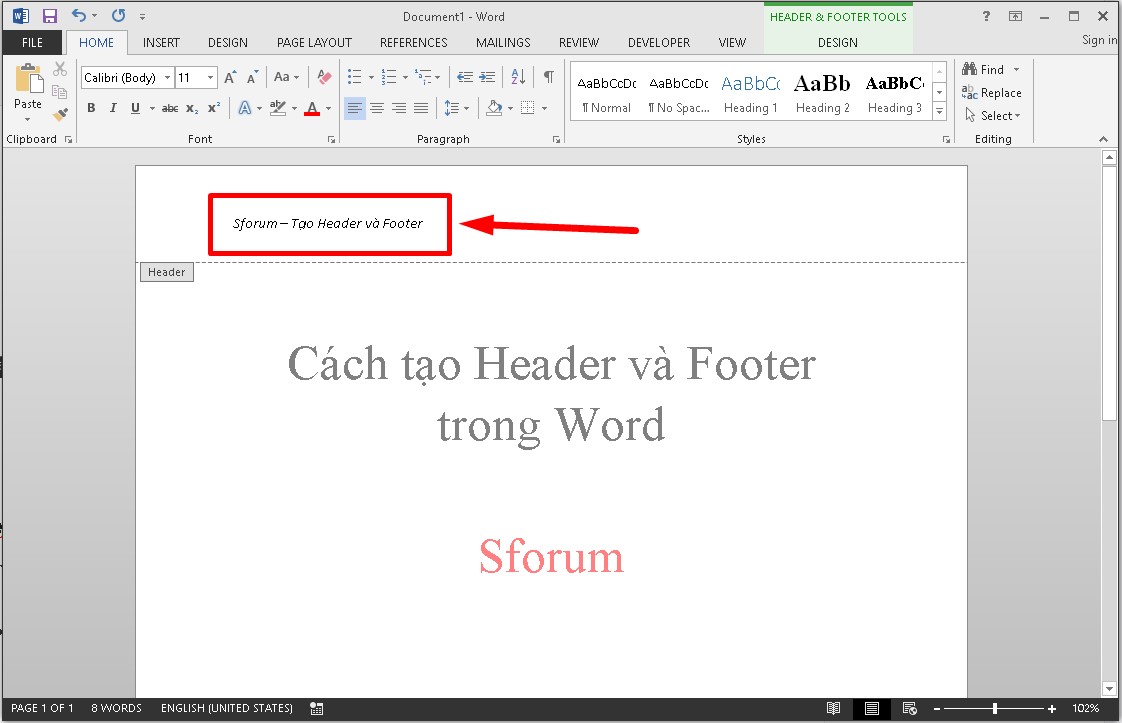 Cách tạo Header and Footer trong Word cho tất cả các trang bước 4