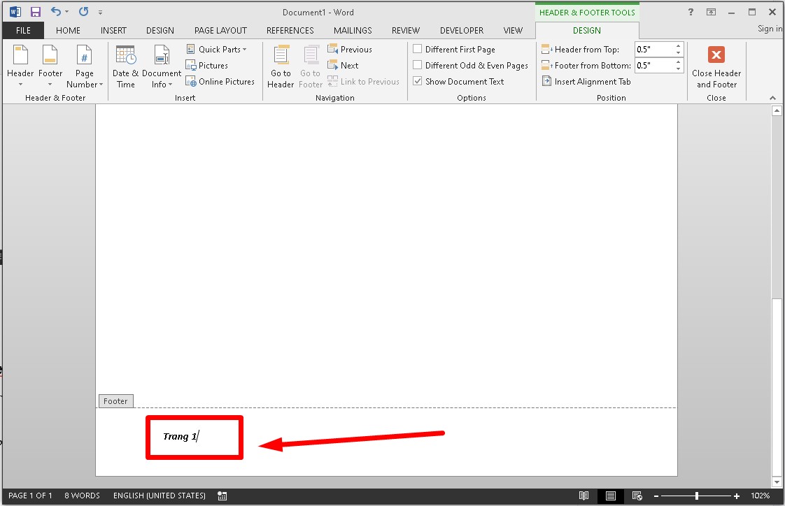 Cách tạo Header and Footer trong Word cho tất cả các trang bước 5