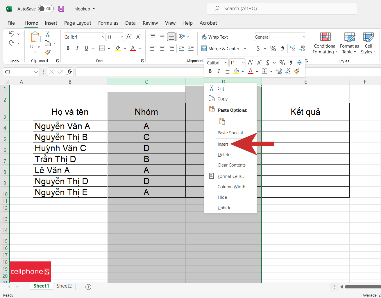 C ch ch n th m c t trong excel c c d c c nhanh m i nh t