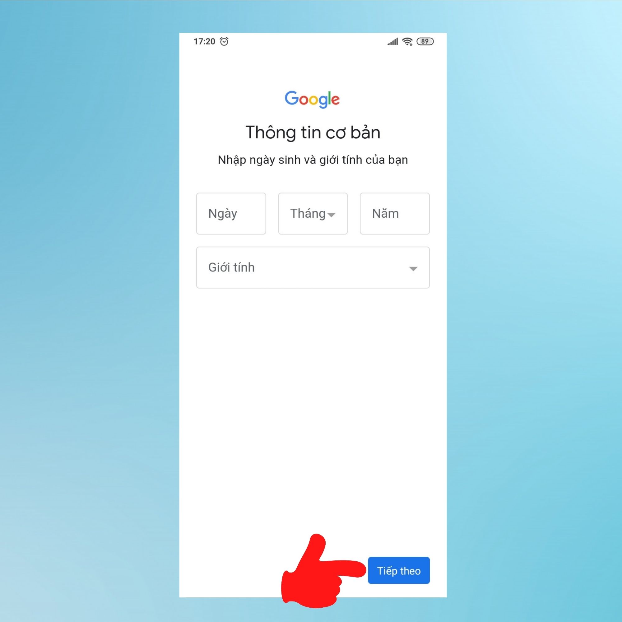 Cách tạo tài khoản Google trên điện thoại - Bước 4