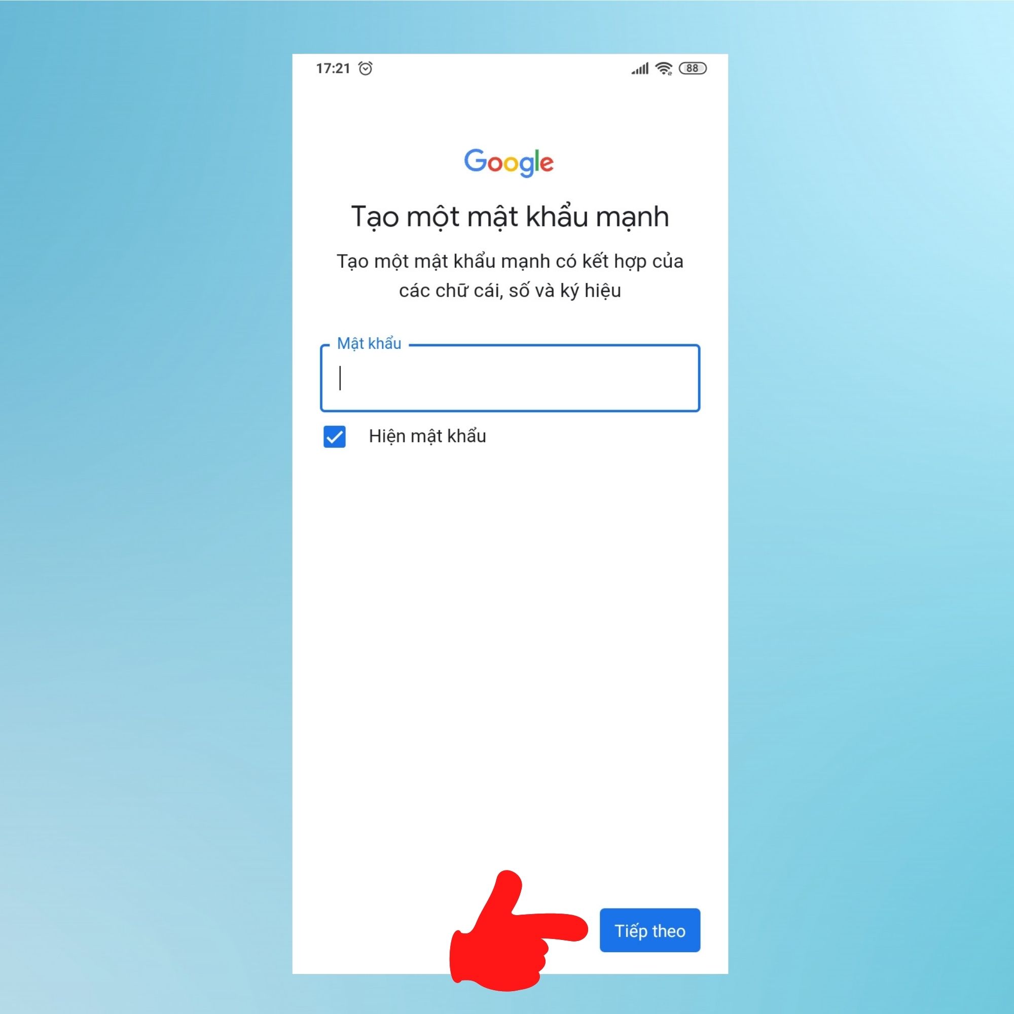 Cách tạo tài khoản Google trên điện thoại - Bước 6