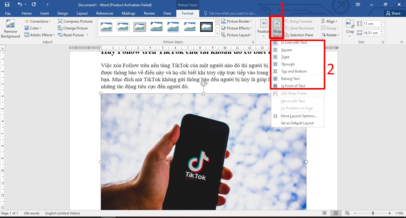 Cách di chuyển ảnh trong Word bằng Wrap Text bước 2