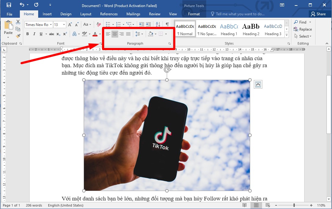 Cách di chuyển hình ảnh trong Word bằng căn chỉnh Align bước 3