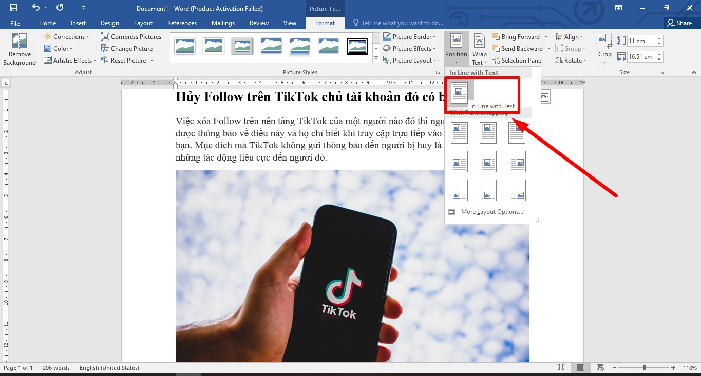 Di chuyển ảnh trong Word khi đã được thiết lập sẵn bước 4