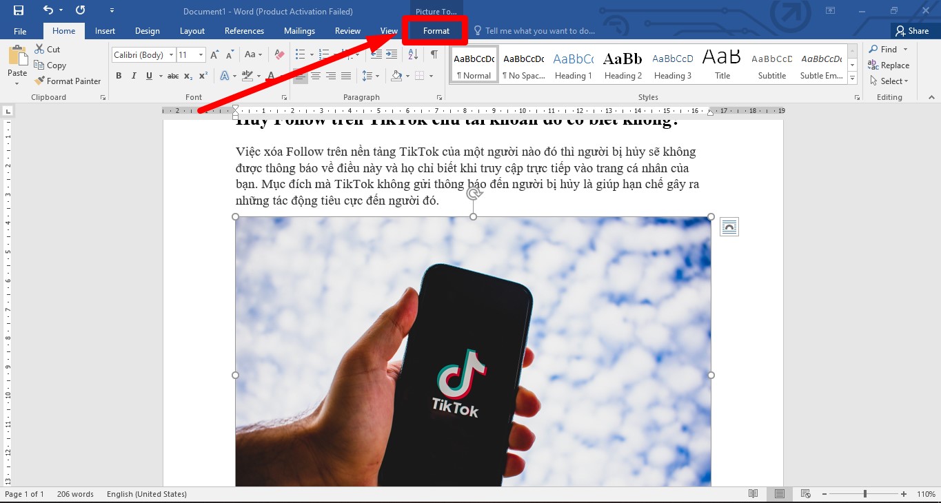 Cách di chuyển ảnh trong Word bằng Wrap Text bước 1