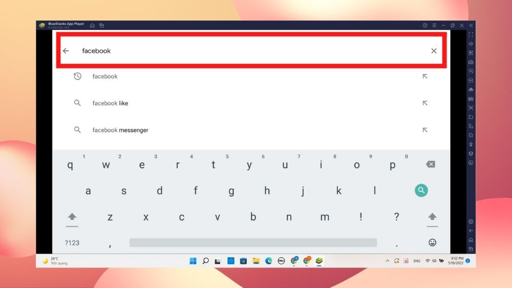 Tải Facebook vì chưng BlueStack bước 3