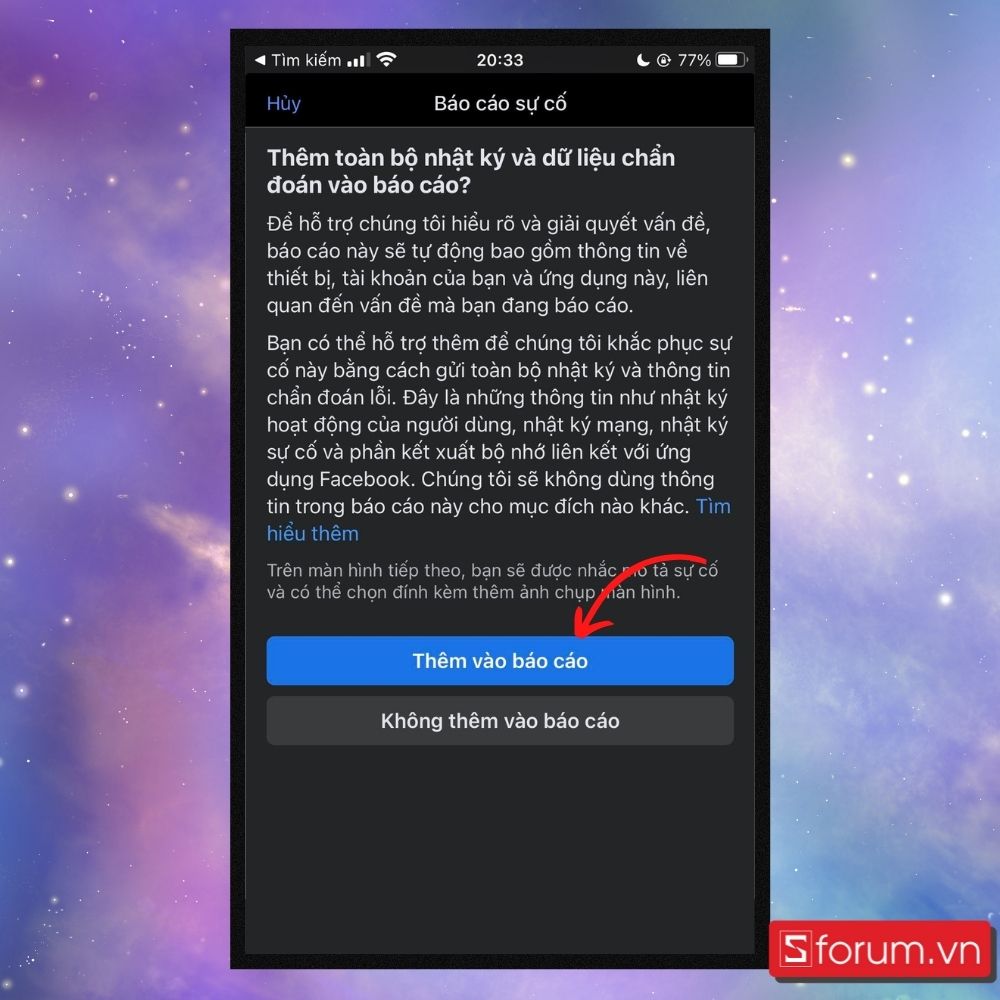 Cách gửi sự cố tới Facebook - Bước 3