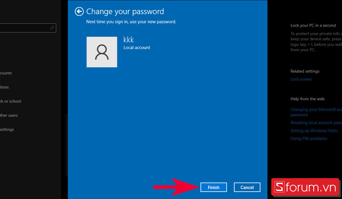 Đối với Windows 10 đăng nhập bằng Local Account - bước 5