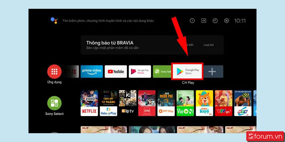 Cách tải ứng dụng trên Android tivi Sony - bước 3