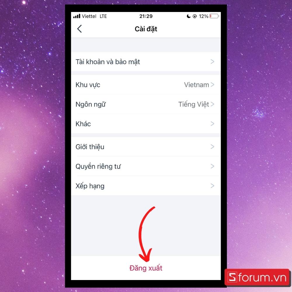 Cách đăng xuất tài khoản - Bước 2 