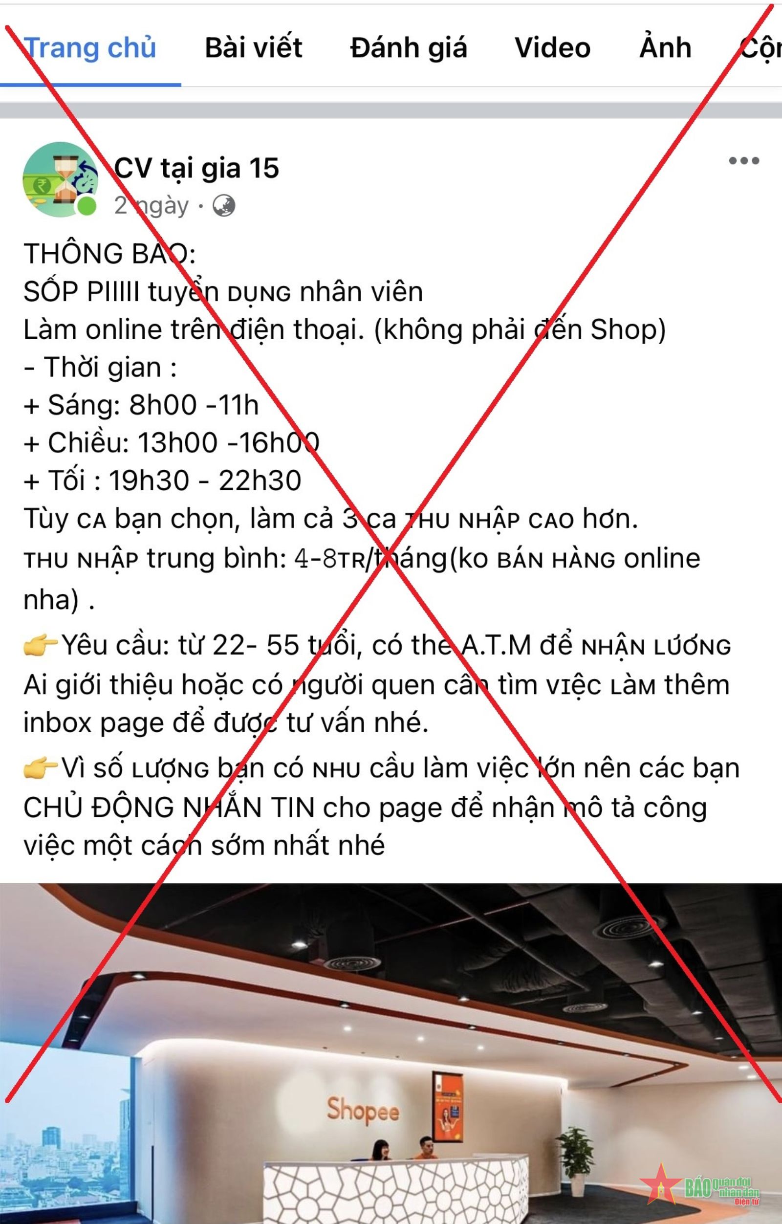 Lừa đảo tuyển công tác viên online