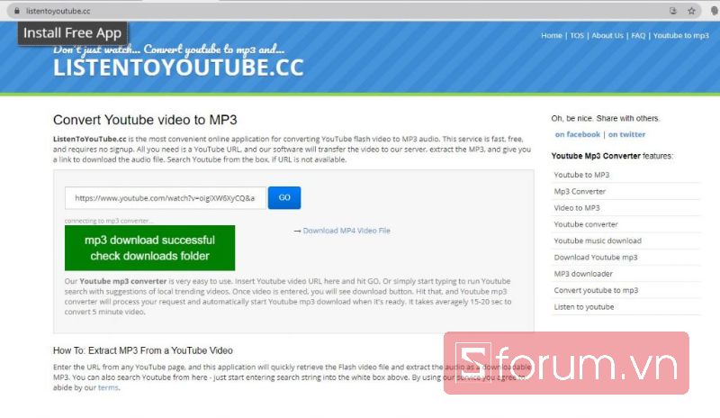 Download Video Youtube kể từ Listentoyoutube.cc