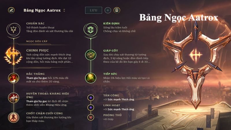bảng ngọc mùa 13 cho Tướng Aatrox LMHT