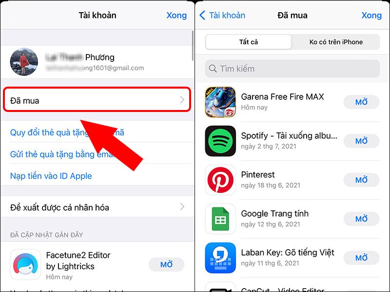 Cách tìm ứng dụng đã ẩn bằng App Store