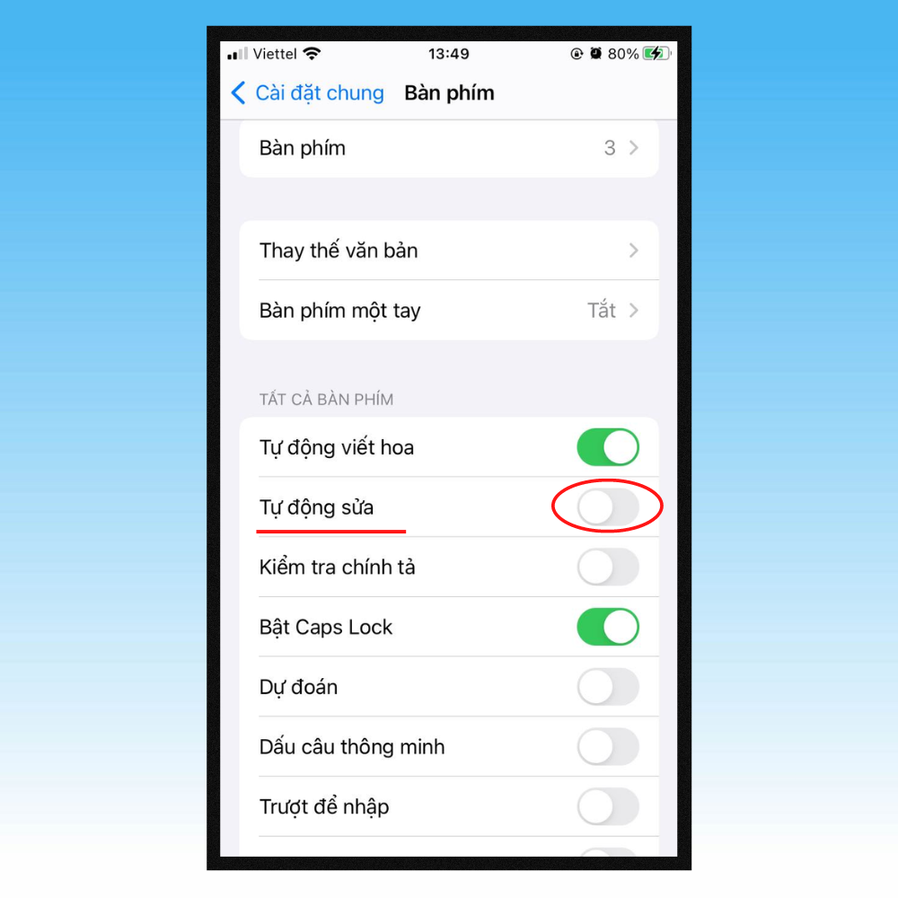 Tắt tính năng Tự động sửa của bàn phím iPhone 