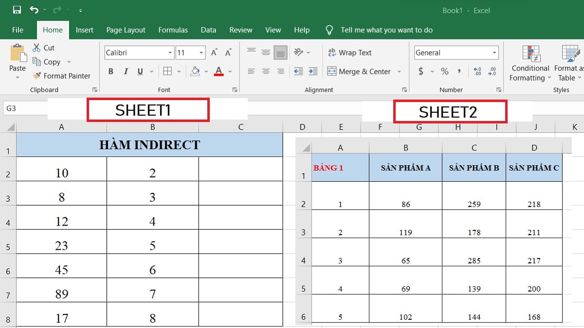 Cách dùng hàm INDIRECT trong Excel để tham chiếu giá trị