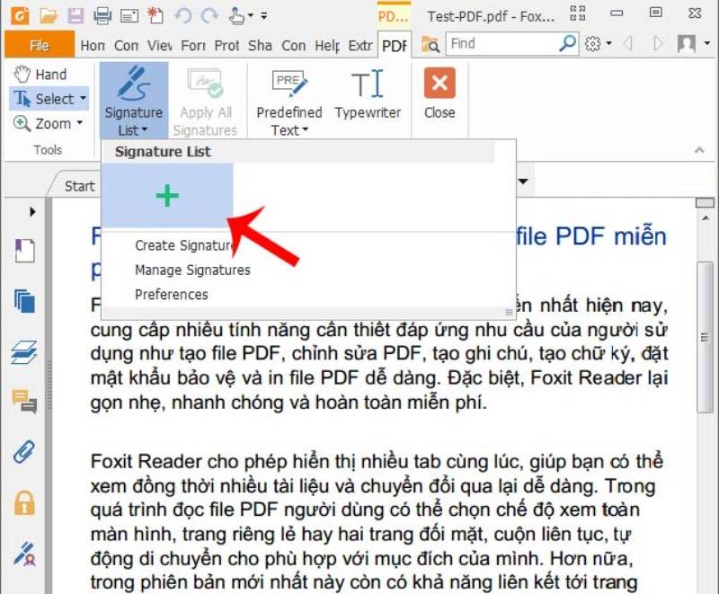 Chữ ký điện tử PDF: 

Với tính năng chữ ký điện tử PDF của Foxit Reader, bạn có thể ký tài liệu của mình một cách nhanh chóng và đơn giản. Không cần phải in ra và ký tay, bạn chỉ cần thao tác vài cú nhấp chuột và chữ ký của bạn sẽ được áp dụng vào tài liệu PDF của bạn. Điều này giúp tiết kiệm thời gian và công sức cho người dùng, đồng thời tăng tính chuyên nghiệp cho tài liệu của bạn.