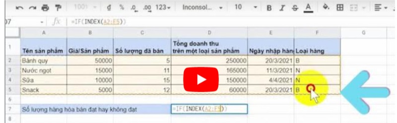 Hướng dẫn sử dụng hàm Index Match kết hợp If ví dụ 1