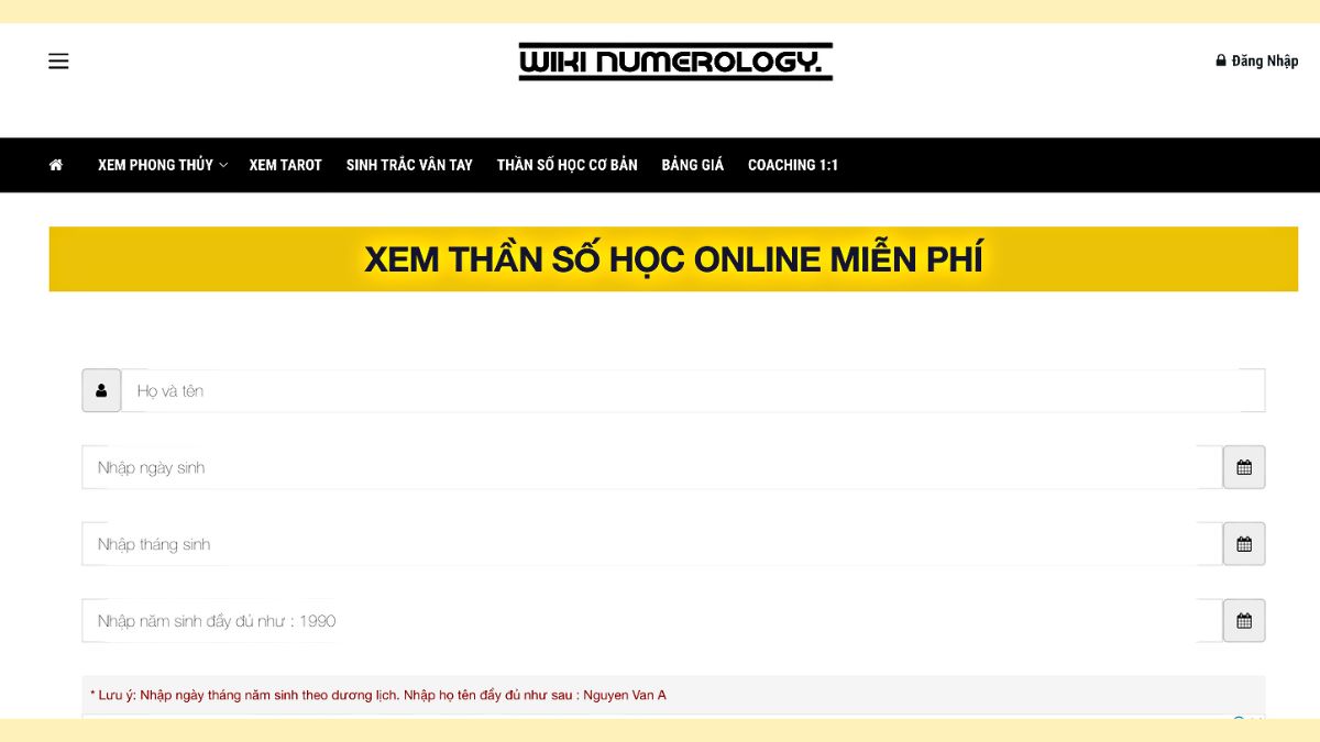 Website tra cứu thần số học Wiki 