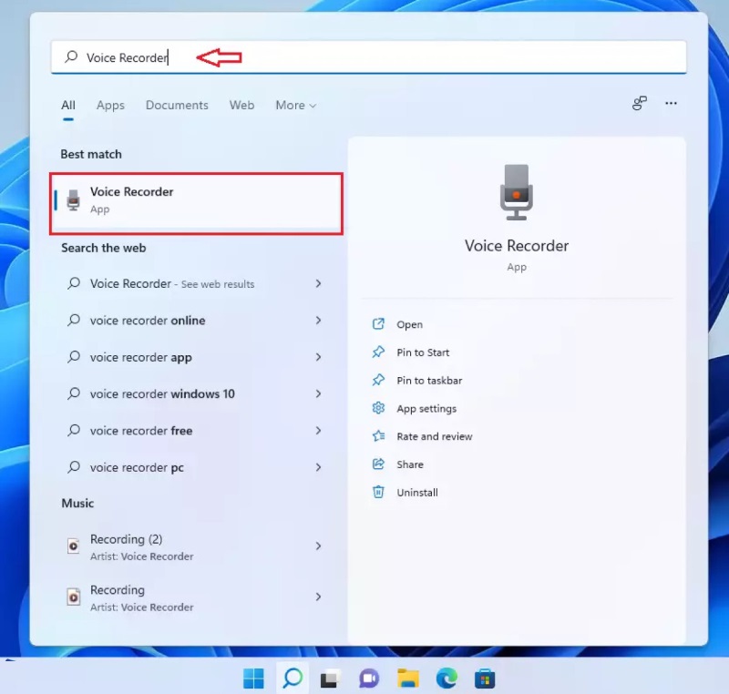 Hướng dẫn cách ghi âm Voice Recorder Windows 11 bước 1