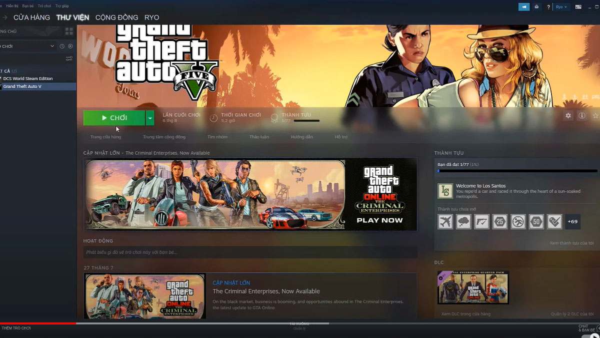 tải GTA V miễn phí bằng Steam