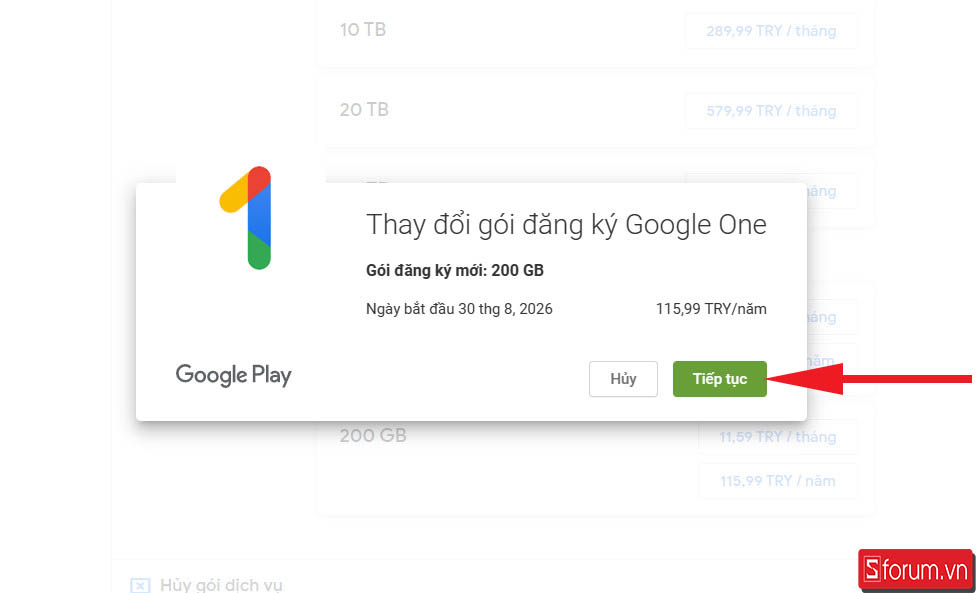 Cách nâng cấp Google One với giá cực ưu đãi - Bước 5