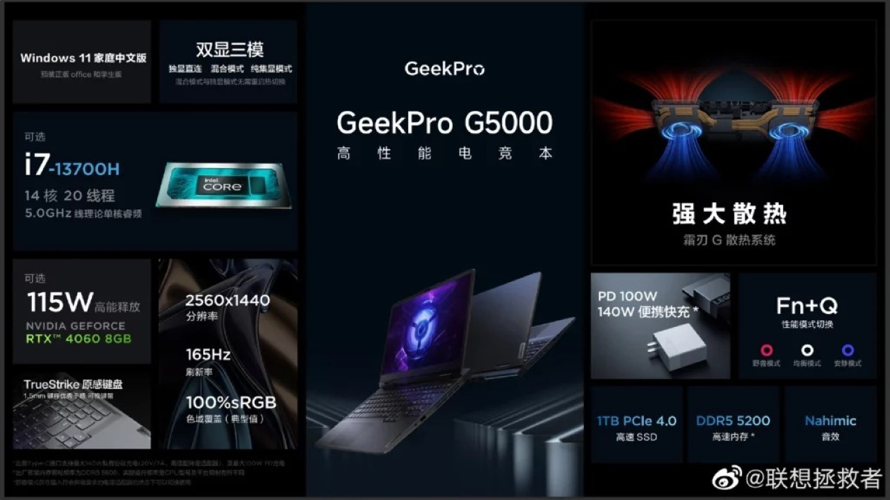 Lenovo trình làng GeekPro G5000 với CPU Core i7- 13700H, GPU RTX 4060 ...