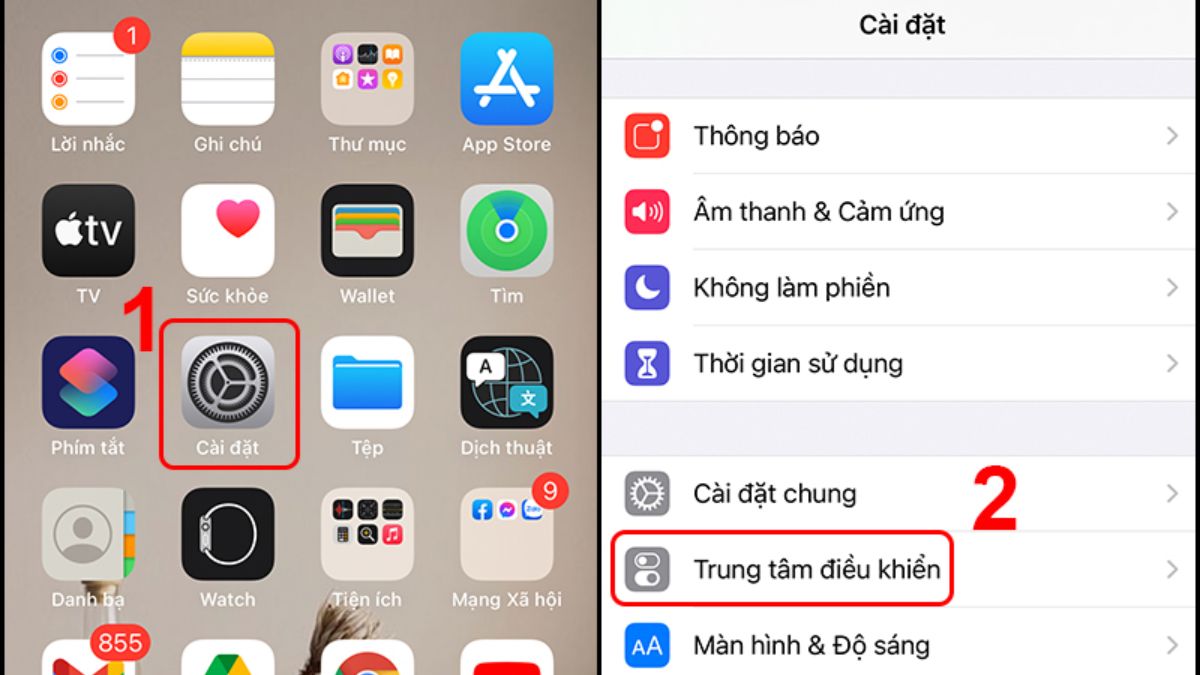 Cách nhằm tăng Ghi screen vô Trung tâm điều khiển