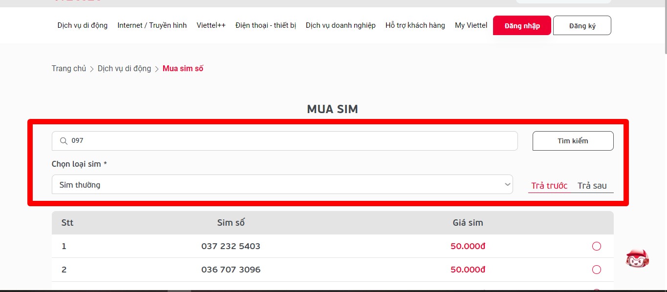Cách mua SIM có đầu số 097 online tại nhà 2