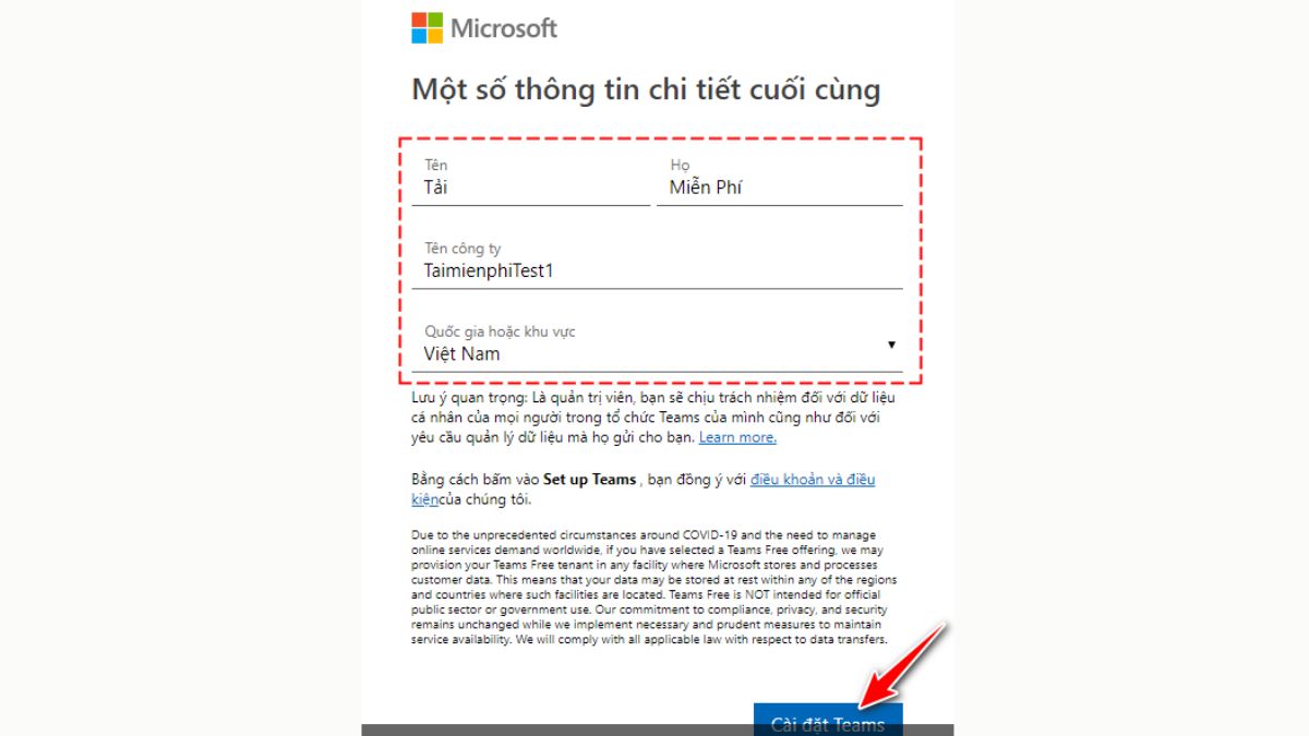 Cách đăng ký Microsoft Teams bước 4