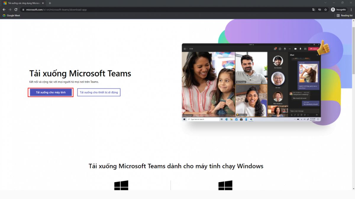 Cách tải Microsoft Teams trên PC bước 1