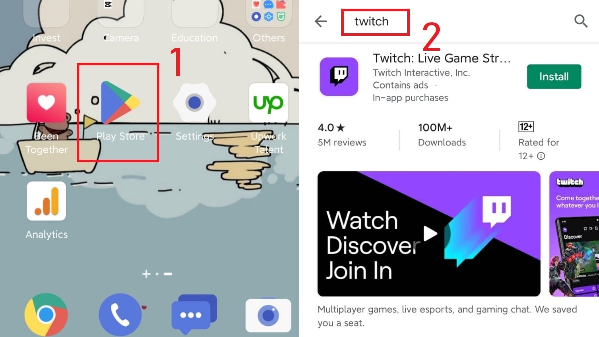 Cách tải app Twitch trên điện thoại Android bước 1