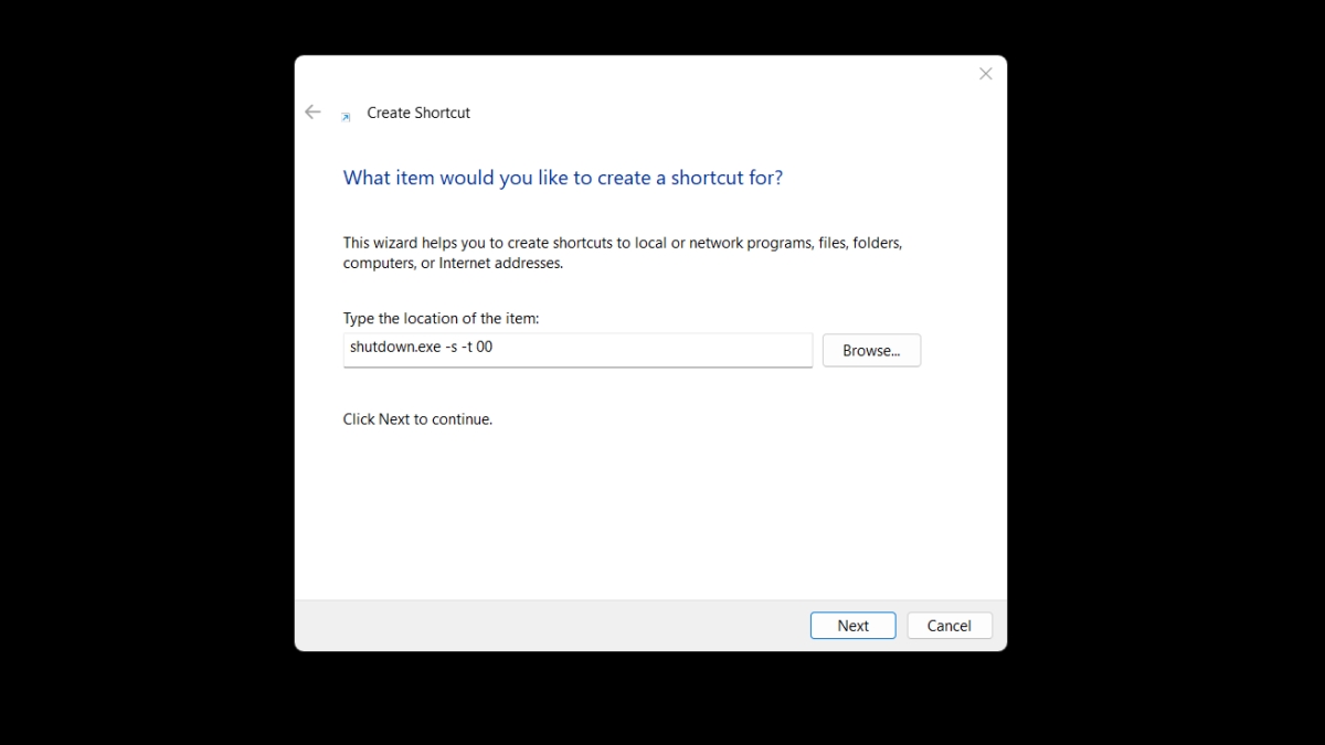Sử dụng Shortcut để tắt máy tính win 10 bước 2