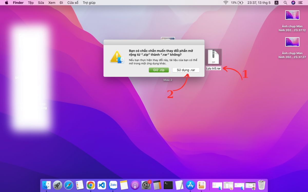 Cách nén file rar trên MacBook - Bước 3
