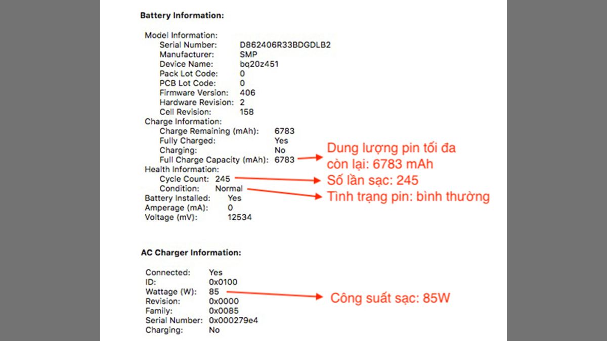 Kiểm tra Pin Macbook cũ