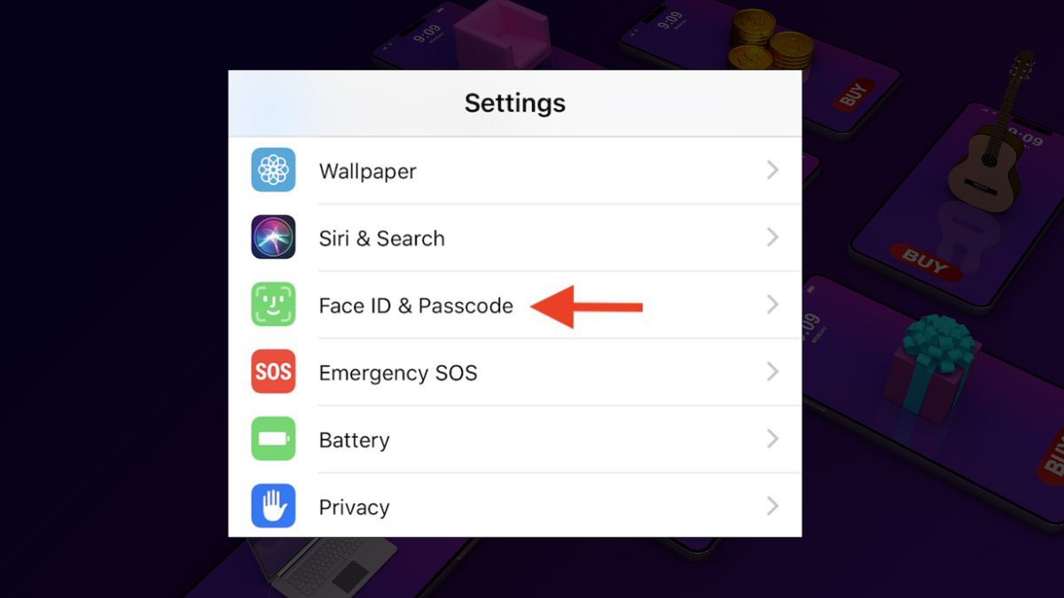 Cách tắt Face ID bước 2