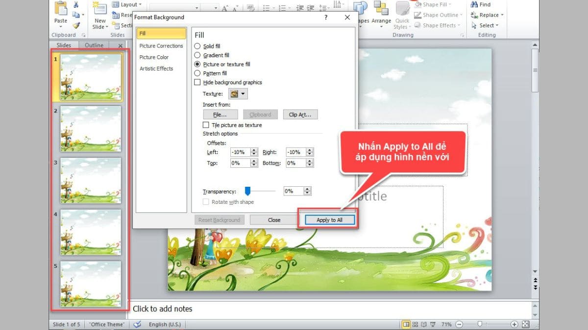 Cách xóa chỉnh sửa hình nền trong POWERPOINT 2010