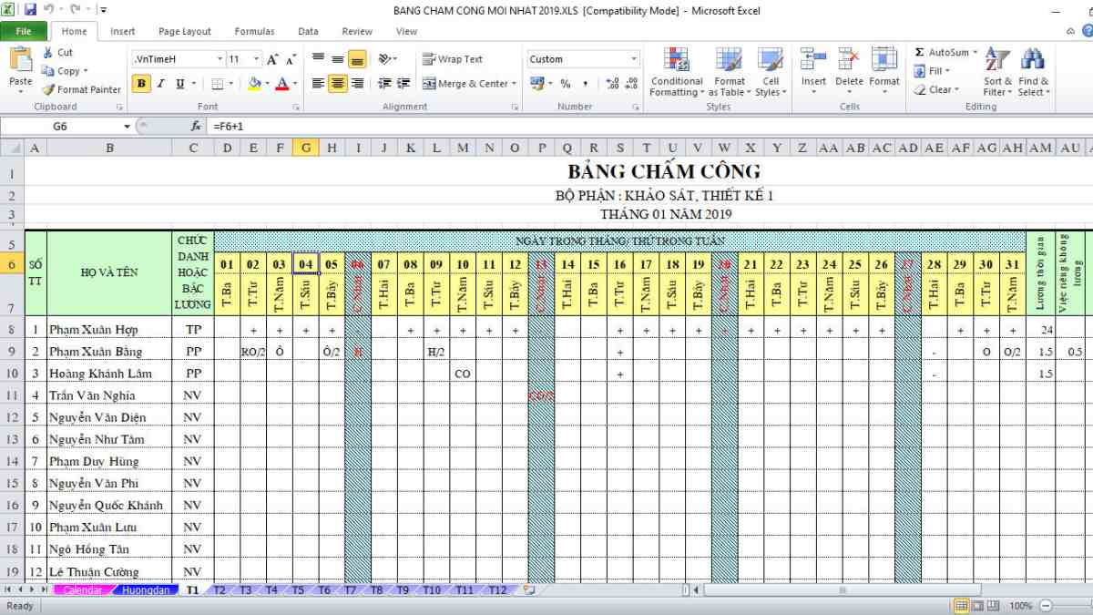 Công thức tính bảng chấm công trong Excel: Hướng dẫn và các phương pháp hiệu quả