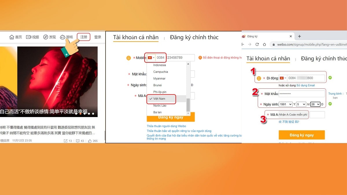 Cách đăng ký Weibo trên điện thoại, máy tính hiệu quả hơn