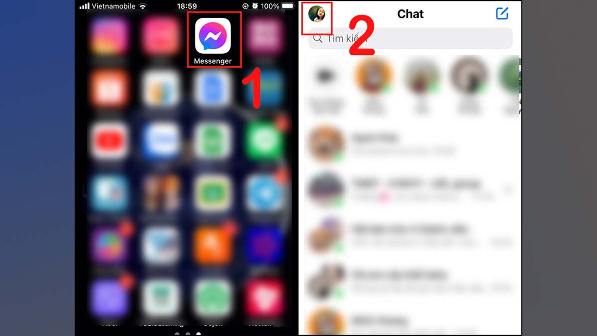 Cách đăng xuất Messenger trên điện thoại iPhone bước 1