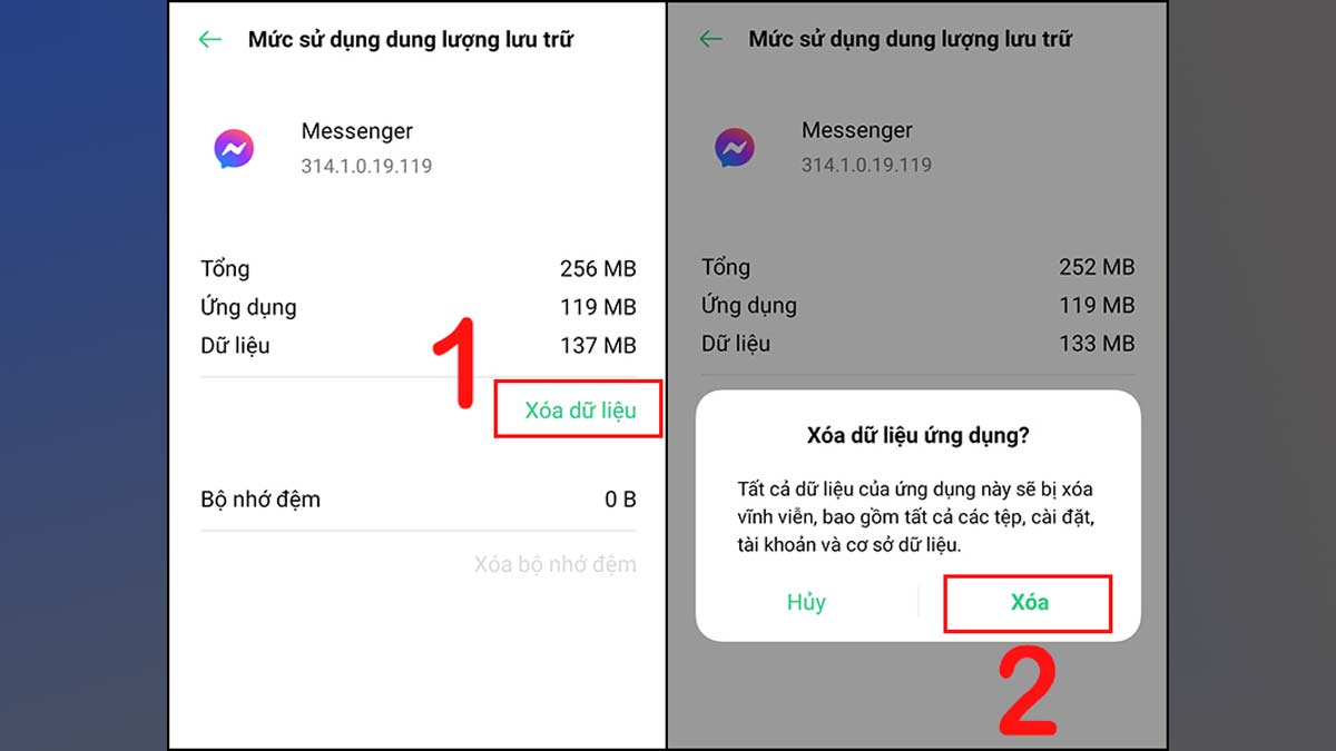 Đăng xuất Messenger bên trên Android thời gian nhanh bằng phương pháp xóa tài liệu phần mềm bước 4 